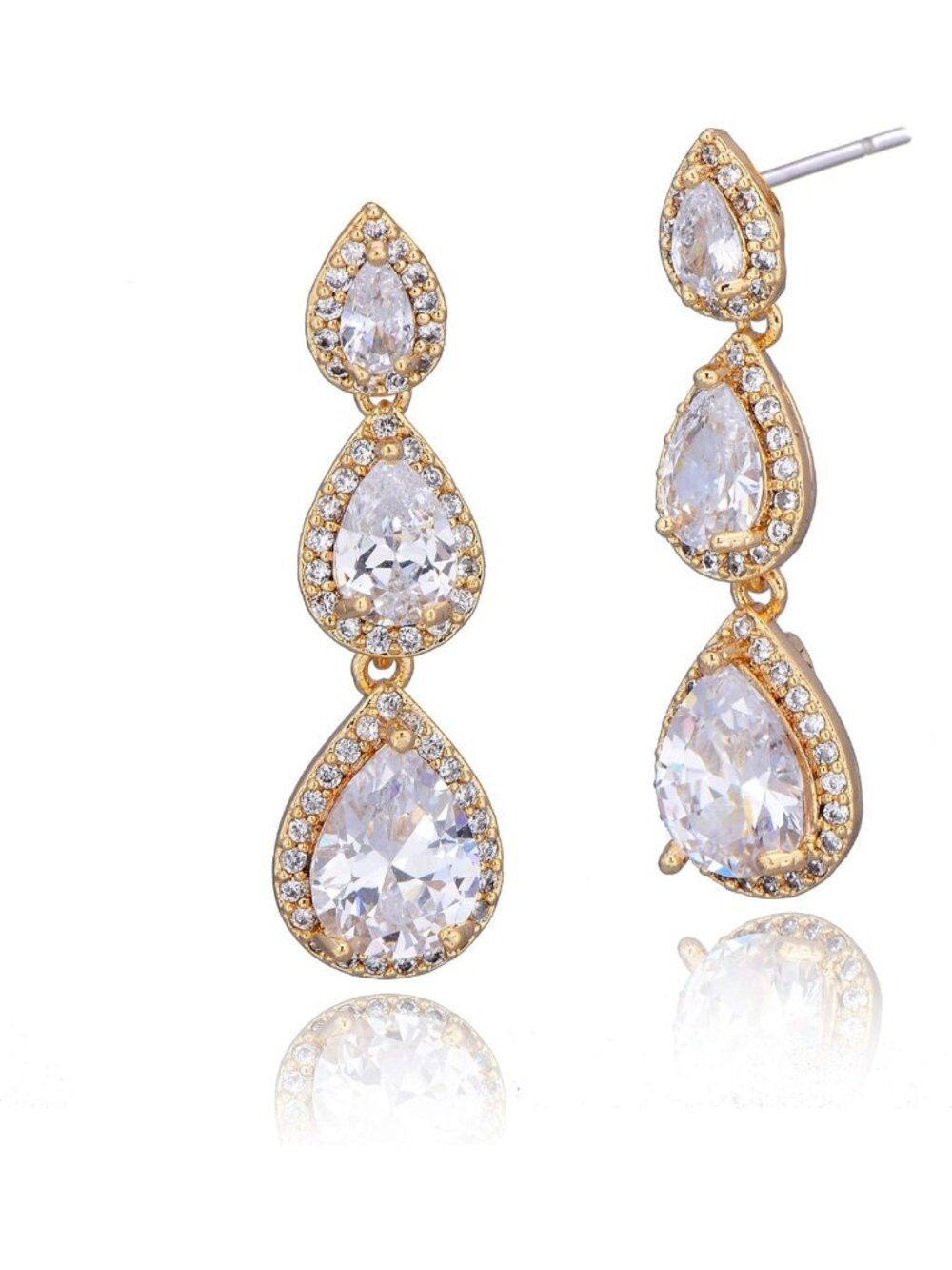 Elegant Long Cubic Zirconia Bridal Earrings - Crystal Chandelier Dangle Drop for